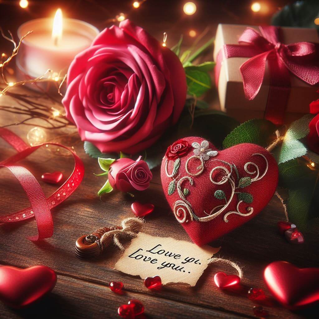 Amor rosa corazón vela