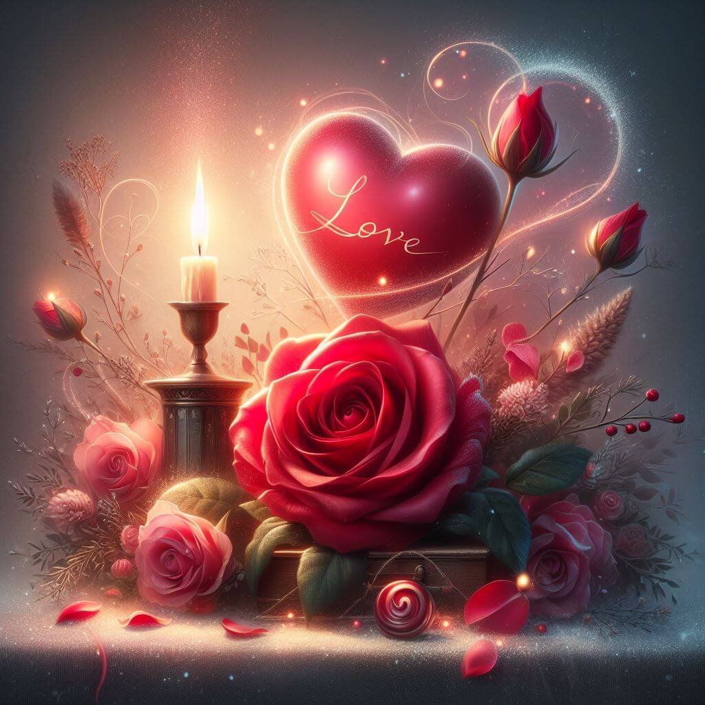 Rosa corazón vela